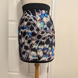 Bebe Abstract Black and Blue Pencil Skirt